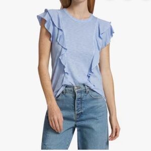 Veronica beard bea ruffled Light Blue Women's Top size medium